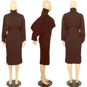 2 piece body-con with knitted sweater black dress